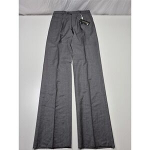 Zanieri Dress Pants Mens 32x37 Gray Wool Pleated Straight Super 100s Italy NWT